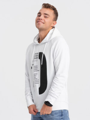 Ombre Men's printed HOODIE sweatshirt - white Ombre Men's printed HOODIE sweatshirt - white