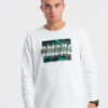 Ombre Men's printed sweatshirt worn over the head - white