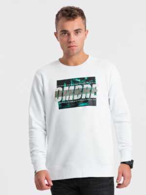 Ombre Men's printed sweatshirt worn over the head - white Ombre Men's printed sweatshirt worn over the head - white