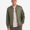 Ombre Men's quilted bomber jacket - dark olive green