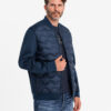 Ombre Men's quilted bomber jacket - navy blue