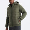 Ombre Men's quilted bomber jacket with high collar - dark olive green