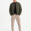 Ombre Men's quilted bomber jacket with metal zippers - dark olive green