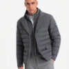 Ombre Men's quilted jacket with jacket cut - graphite