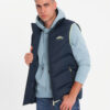 Ombre Men's quilted sleeveless jacket with neon accents - navy blue