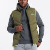 Ombre Men's quilted sleeveless jacket with neon accents - olive