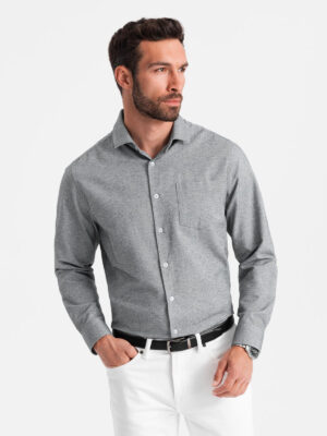 Ombre Men's shirt with pocket REGULAR FIT - grey melange