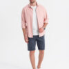Ombre Men's short shorts with structured knit elastic band - navy blue