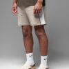 Ombre Men's short sweat shorts with wide stripes - beige