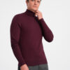 Ombre Men's single color knitted turtleneck with viscose - maroon