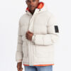 Ombre Men's sports warm jacket with double hood - ash