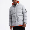 Ombre Men's sports warm jacket with double hood - grey