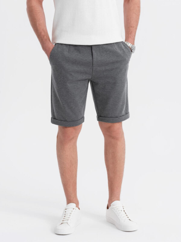 Ombre Men's structured knit elastic waistband short shorts - graphite