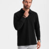 Ombre Men's structured knit polo collar sweatshirt - black
