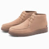 Ombre Men's suede ankle boots with thick sole - beige