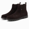 Ombre Men's suede slip-on shoes with high upper - dark brown