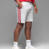 Ombre Men's sweat shorts with piping and drawstring waistband - grey melange