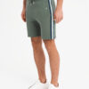 Ombre Men's sweat shorts with piping and drawstring waistband - olive