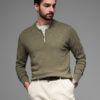 Ombre Men's sweater with viscose and spread neckline - olive