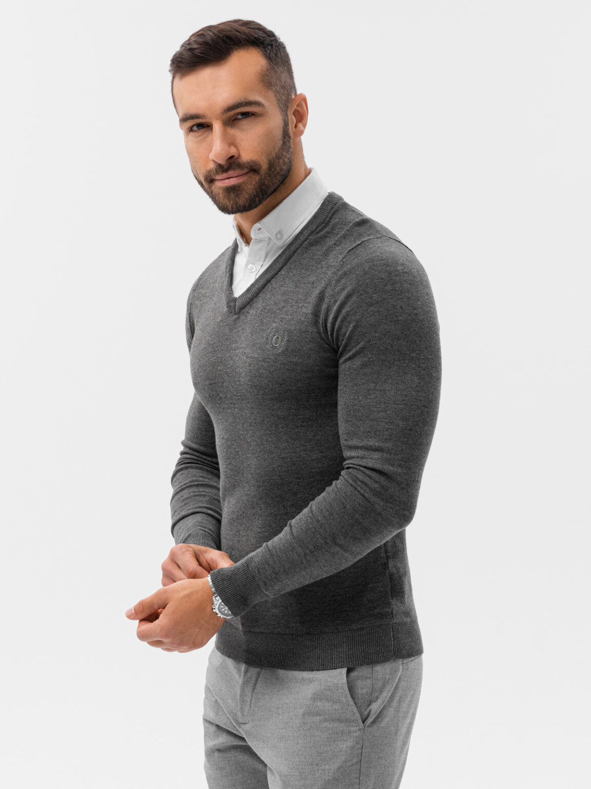 Ombre Men's sweater with white collar