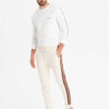 Ombre Men's sweatpants with piping and ribbing on the legs - cream