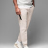 Ombre Men's sweatpants with ribbed cuffs and decorative zipper - sand