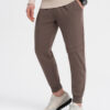 Ombre Men's sweatpants with stitching and zipper on leg - brown