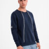 Ombre Men's sweatshirt with decorative zips on the front - navy blue