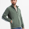 Ombre Men's sweatshirt with high collar and stripes - olive
