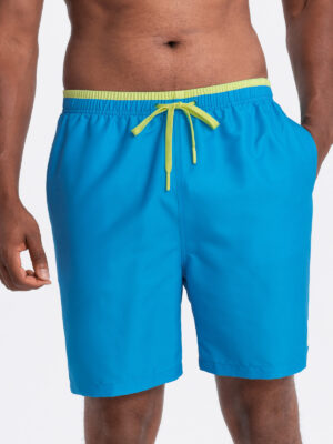Ombre Men's swim shorts with two-tone welt - blue