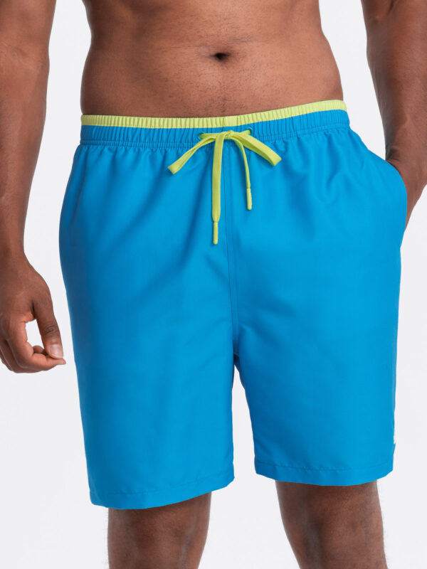 Ombre Men's swim shorts with two-tone welt - blue