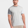Ombre Men's t-shirt with elastane with colored sleeves - gray