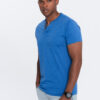 Ombre Men's t-shirt with round henley neckline - blue