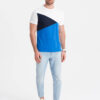Ombre Men's tricolor cotton t-shirt - white and blue