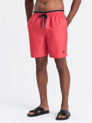 Ombre Men's two-tone ribbed swim shorts - coral