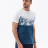 Ombre Men's two-tone t-shirt with palm leaf print - dark blue