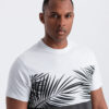Ombre Men's two-tone t-shirt with palm leaf print - graphite