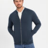 Ombre Men's unbuttoned cotton sweatshirt bomber - navy blue