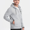 Ombre Men's unbuttoned hooded sweatshirt - grey melange