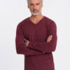 Ombre Men's unprinted longsleeve with a crew neckline - maroon