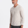 Ombre Men's unprinted longsleeve with v-neck - light beige