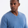 Ombre Men's wash sweater with v-neck - blue