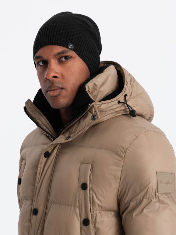 Ombre Men's winter cotton knit beanie hat - black