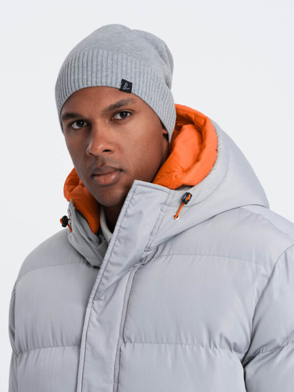 Ombre Men's winter cotton knit beanie hat - grey melange