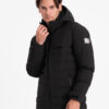 Ombre Men's winter jacket with detachable hood - black