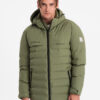 Ombre Men's winter jacket with detachable hood - olive