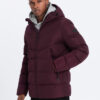 Ombre Men's winter jacket with unusual quilting - maroon