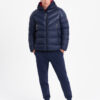 Ombre Men's winter quilted jacket of combined materials - navy blue