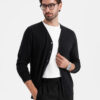 Ombre Monochrome knitted men's viscose cardigan - black