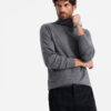 Ombre One color men's knitted turtleneck with viscose - grey melange